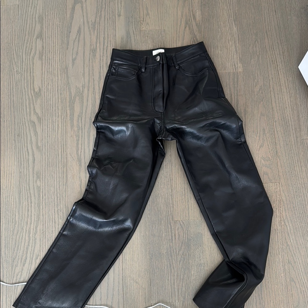 Aritzia Sleek Black Leather Pants